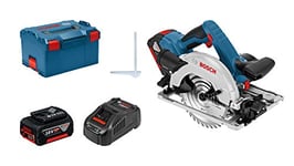 Bosch Professional 18V system battery circular saw GKS 18V-57 G (saw blade Ø: 165 mm, cutting depth: 57 mm, 2x 5.0Ah batteries and charger, in L-Boxx)