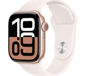 APPLE Watch Series 10 - 42 mm Rose Gold Aluminium Case with Light Blush Sport Band, S/M, Pink,Gold