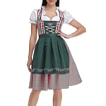 Tysk Oktoberfestdräkt för kvinnor Vuxen Dirndl Traditionell bayersk ölkarneval Fraulein Cosplay Dark green