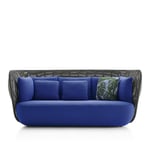 B&B Italia - Bay Outdoor Sofa BY176, Anthracite Polypropylene Interlacing, 2 Back Cushions, Fabric Outdoor 02, Lusso Leila 203 - Utomhussoffor