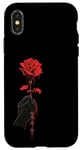 Coque pour iPhone X/XS Rose rouge avec fil de fer barbelé - Gothique