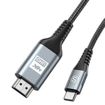 Câble USB C vers HDMI 1.5M,[Compatible 4k/Thunderbolt3] hdmi usb cable Nylon Cable HDMI USB C Compatible avec i Phone 16 15 Pro Max, MacBook Pro Air/iPad Pro/iMac/XPS 15/Surface Book/Galaxy S23/S22