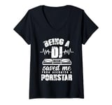 Womens Vintage Being a DJ saved me from becoming a porn star gift V-Neck T-Shirt