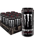12 stk Monster Energy Ultra Black  500 ml Energidrikk (UK Import) - Helt Brett (Sukkerfri)
