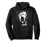 Bigfoot Christmas Loch Ness Santa Hat Lights Snowflakes Xmas Pullover Hoodie