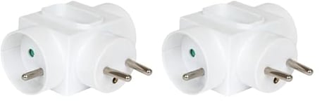 DEBFLEX Rallonge Electrique - Prise Electrique - MultIPrise Electrique - Prise MultIPrise - Adaptateur MultIPrise - TrIPlette lectrique - Triplite 2X16A+1X6A Carr BLC Laterale Vrac 714790 Blanc