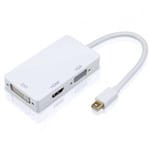 Thunderbolt Mini DP displayport till HDMI DVI VGA, 3 i 1, till macbook