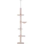 Arbre à chat poteau à griffer L40 x l 34 x h 230-260 cm 5 niveaux d'activités beige