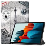 samsung Samsung Galaxy Tab S7 T870 Designer Tri-Fold Case EiffelTower