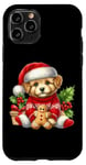 Coque pour iPhone 11 Pro Chiot mignon en bonnet de noel avec biscuit au pain d'épice