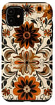 Coque pour iPhone 11 Marron Moderne Ethnique Mignon Fleur Sauvage Esthétique Motif Floral