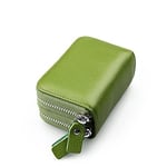 AprinCtempsD RFID Blocage Porte-Cartes Petit en Cuir Véritable Porte-Monnaie Mini avec Double Zip pour Femme Homme (Vert)