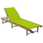 Prolenta Premium - Chaise Longue De Jardin Avec Coussin Bambou