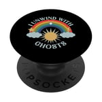 I Unwind With Ghosts Rainbow Sun Stars PopSockets Adhesive PopGrip