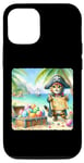 Coque pour iPhone 14 Chat pirate avec carte au trésor des œufs de vacances Pâques