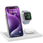 Wireless Charger,Foldable 3 in 1 Wireless Charger Stand for Apple Watch 9/8/7/6/SE/5/4/3/2,Airpods Pro/3/2,Fast Wireless Charging Station for iPhone 16/15/14/13/12/11/XS/XR/X/8（Not Adapter)