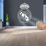 Licence Decor Real Madrid Papier peint en vinyle – Taille moyenne (185 cm (H) x 100 cm (l) – Blason blanc sur gris froid