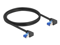 Delock - Patch-kabel - RJ-45 (hane) högervinklad till RJ-45 (hane) högervinklad - 1 m - 6 mm - S/FTP - CAT 6a - startad, halogenfri - svart