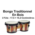 BONGO TRADITIONNEL EN BOIS BICOLORE 2 TONS FUT DE 7.5 + 6.5 POUCES