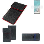 Felt Case for Nokia G50 dark gray red edges Cover bag Pouch