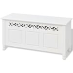 Helloshop26 - Banquette pouf tabouret meuble banc de rangement en style baroque blanc