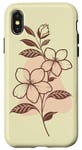 Coque pour iPhone X/XS Minimaliste Boho Esthétique Floral Line Art Crème Marron Clair