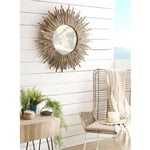 Laly - Miroir rond marron 90x90cm soleil branches bois teck