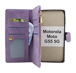 XL Motorola Moto G55 5G Lyx Plånboksfodral (Lila)