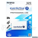 1 X everActive 9V Batterie Rechargeable Professionnel Line 6F22 Min 300mAh NI-MH