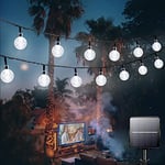 Solar String Lights Outdoor, 39ft 100LED Solar Powered Garden Lights with 8 Modes, IP65 Waterproof Crystal Ball Lights for Bedroom, Patio, Party, Fence, Gift, Festive (Clear White)