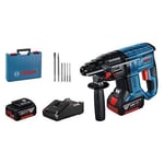 Bosch Professional 18V System Perforateur sans-fil GBH 18V-21(régime à vide 0-1 800 tr-min, avec 2 batteries GBA 18V 5Ah+chargeurGAL