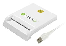 Techly Lecteur/Graveur de Smart Card USB 2.0 Compact Blanc I-Card cam-usb2ty