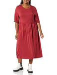 Amazon Essentials Robe midi en Tricot, avec Manches Courtes et col Rond (Disponible en Grande Taille) Femme, Rouge Foncé, M