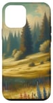 Coque pour iPhone 12 mini Peinture esthétique prairie paisible forêt et fleurs