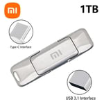 Xiaomi 2 en 1 USB Pen Drive 2 To 1 To 128 Go USB 3.1 TYPE-C Flash Drives OTG Mobile Téléphone Memory Stick Haute Vitesse USB Stick Cadeau - Type Silver 1TB