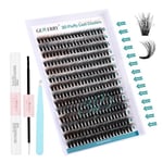 GEMERRY Cluster Lashes Kit 3D Effect Fluffy Lash Extension Kit Individual Lashes with Bond and Seal Lash Glue, Lash Tweezers (40D-3D Effect,10-18mm-KIT)