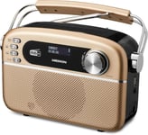 E66809 Dab Plus Radio Solaire Portable (Design rétro,Panneau Solaire,Bluetooth,Dab+ FM,Batterie intégrée,Port USB,AUX,minuteur de Mise en Veille,antenne télescopique) cuivre(Q422)