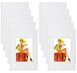 WOLTU Lot de 10 Cadre Photo 21x29,7 cm A4 avec Passe Partout, Cadre et Plaque en Plastique, Cadre Poster pour Décoration Murale ou sur Table, Suspendre Horizontalement ou Verticalement, Blanc