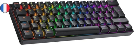 N60 Nova Clavier Mécanique de Jeu 60% | Hot Swap Gaming Keyboard | 62 Touches Programmables | RGB LED | Mac, PC Windows | AZERTY Français (Noir, Gateron Brown)