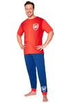 Arsenal F.C. Mens Pyjamas Set Nightwear T-Shirt Long Bottoms PJs Lounge Set S-3XL Men Teenagers Arsenal Gifts for Men (Red/Navy, S)