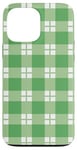 iPhone 13 Pro Max Green White Checkered Plaid Flannel Gingham Pattern Checker Case