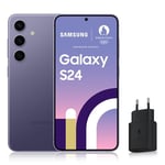 SAMSUNG GALAXY S24, Smartphone Android 5G, 256 Go, Chargeur secteur rapide 25W inclus [Exclusivité Amazon], Smartphone déverrouillé, Indigo, Version FR