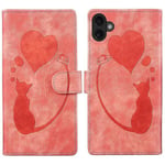 iPhone 16 Case Heart Cat -taitettavalle telineelle PU-nahkainen puhelinkuori - vihreä