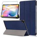 Coque Pour Tablet Samsung Galaxy Tab S6 Lite 10.4"" 2020 + 1 X Film Protection D'écran En Verre Trempé - Flip Case Cover Etui Bumper Avec Support Fonction Housse Pour Sam Tab S6 Lite 2020, Navy