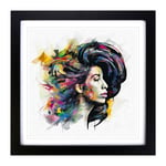 Amy Winehouse Abstract Framed Wall Art Print, Ready to Hang Picture for Living Room Bedroom Home Office, Black 18 x 18 Inch (45 x 45 cm)