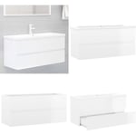 Vidaxl - Armoire d'évier avec lavabo intégré Blanc brillant Aggloméré - meuble lavabo avec vasque - meuble vasque avec vasques - Home & Living - Blanc