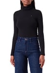 Tommy Hilfiger Women’s Slim Fit Roll Neck Jumper, Black (Black), XS