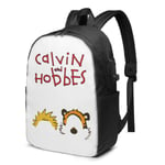 Lawenp Calvin and Hobbes Durable Travel Backpack School Bag Laptops Backpack with USB Charging Port for Men Women