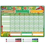 TMS Magnetic Reward Chart for Children - Star Chart for Recognising and Inspiring Good Behaviour in Toddlers, Kids, Boys and Girls - Comes with 4 Magnetic Coloured Dry Wipe Pens (Dinosaurs)