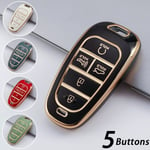 (5 nappia musta) 4/5/7 painikkeen TPU-autoavaimen suojus Hyundai Santa Fe Tucson 2022 NEXO NX4 Atos Solaris Prime 2021 Auto Shell Fob Case Avaimenperälle